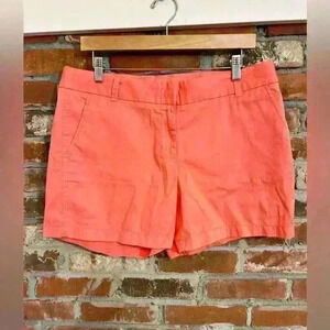 J Crew 100% Cotton Neon Orange Chino Shorts Size 12